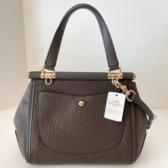 Coach Drifter Top Handle Leather Suede Chestnut Gray 38388 Shoulder Bag - Picture 4 of 16